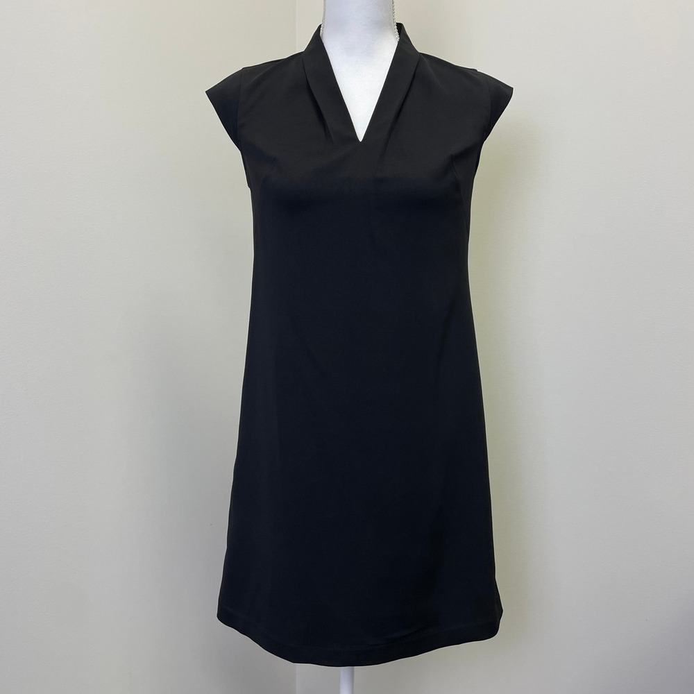NEW Ann Taylor Factory Black V-Neck Cap Sleeve Shift Dress Petite 0P NWT